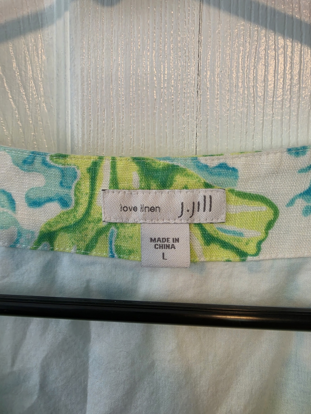 J. Jill Love Linen Sea Life Shift Dress Size Large Blue Green Coastal Beach - Picture 5 of 8